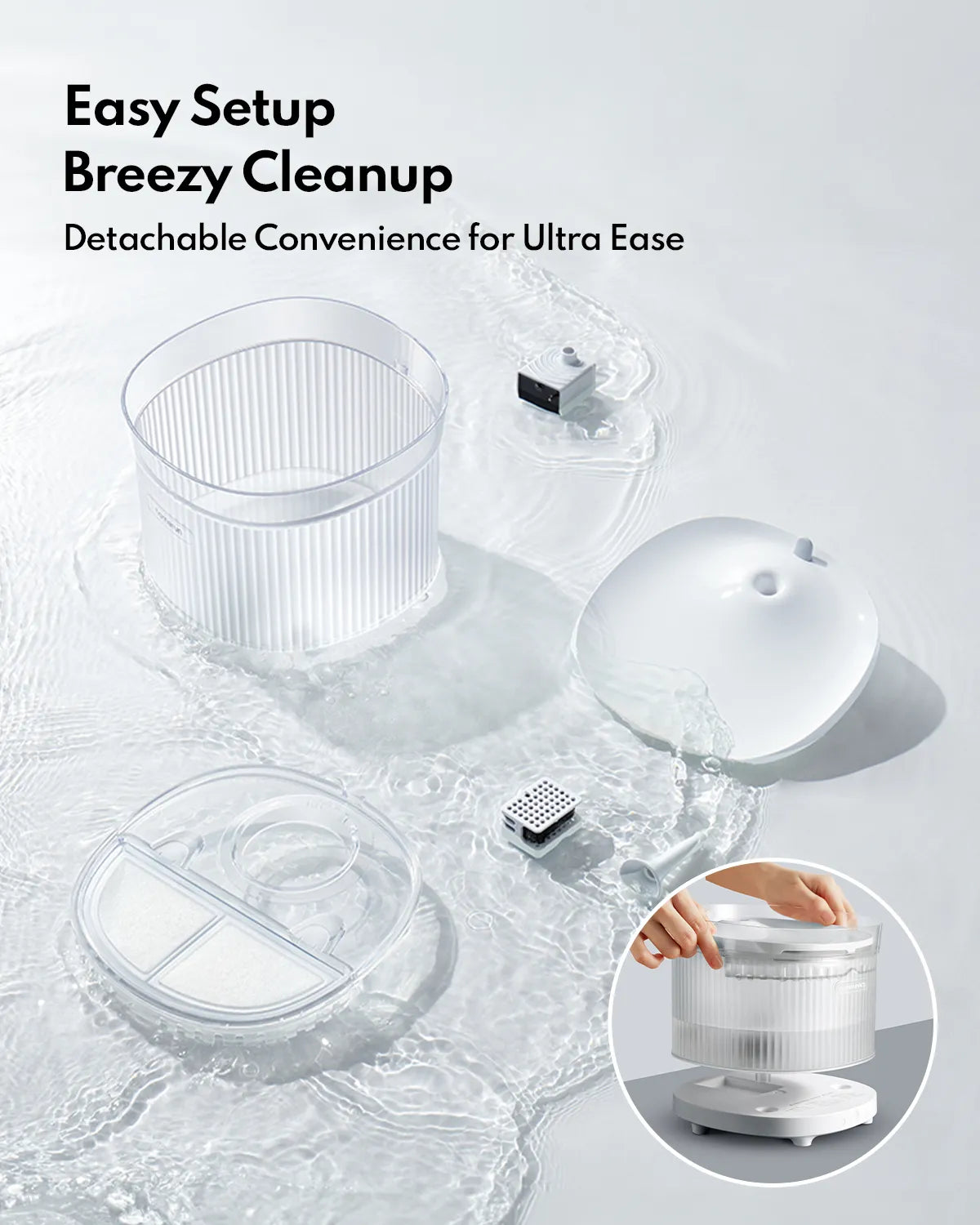 HomerunPet Wireless Pet Water Fountain - Chargeable Battery