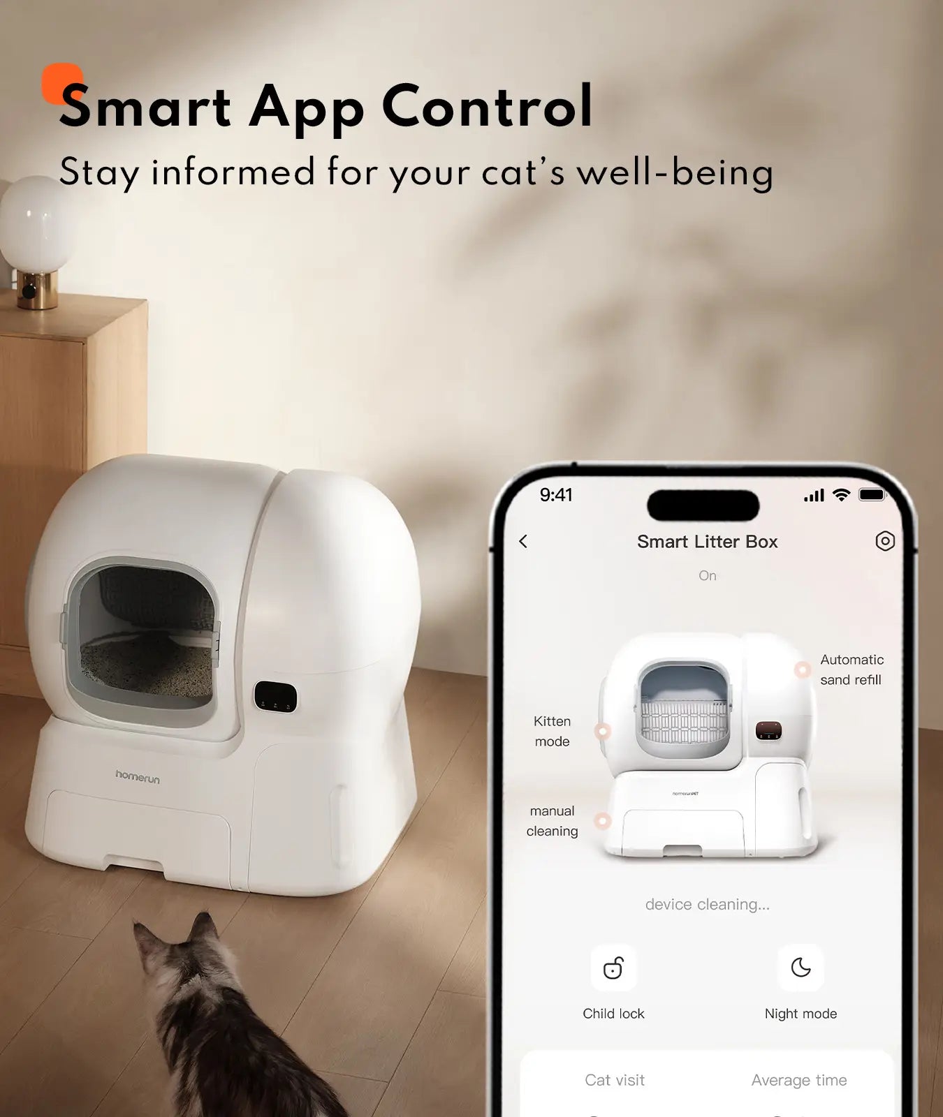 HomerunPet Self-Cleaning Smart Cat Litter Box - 106L